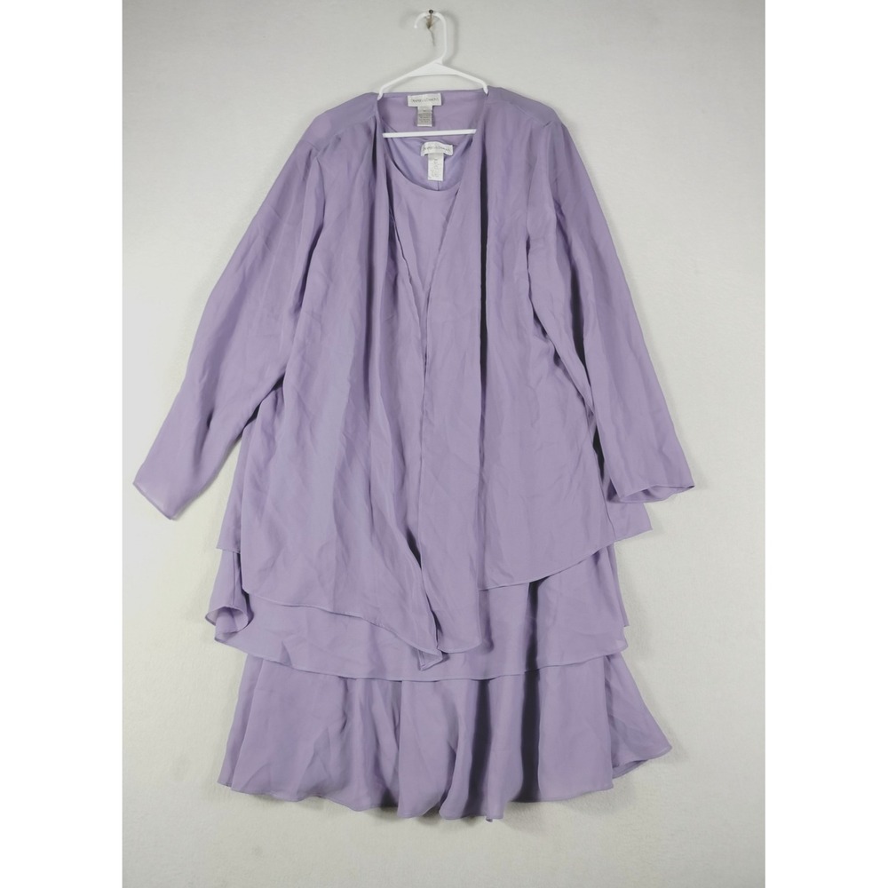 Drapers & Damons Dress Jacket Set Womens 3X Purple Tiered Sleeveless Formal
